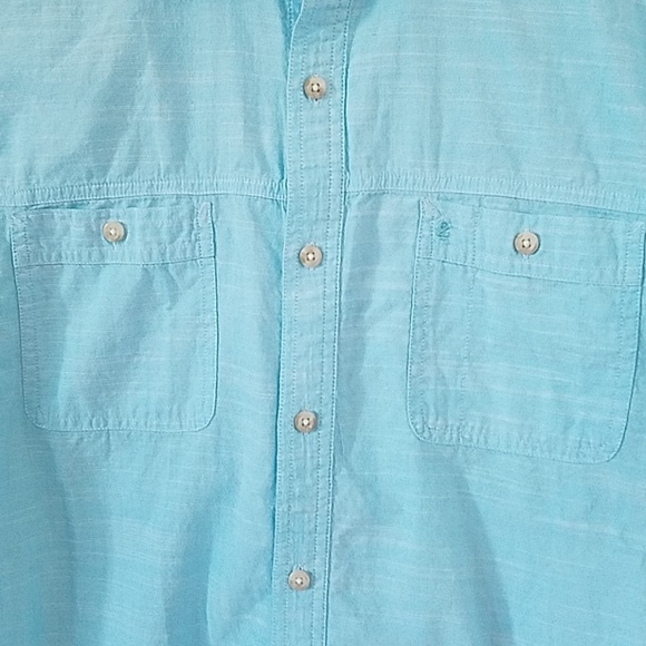 Izod Saltwater Light Blue Teal Button Down Shirt - Picture 6 of 6